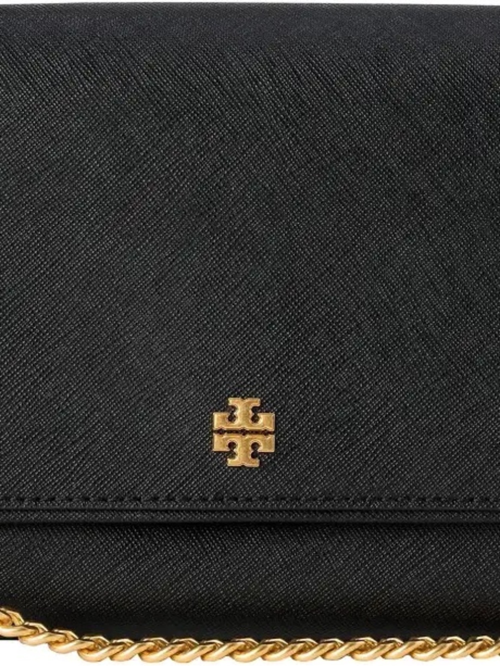 Tory Burch Emerson Chain Wallet Crossbody Black Saffiano Leather